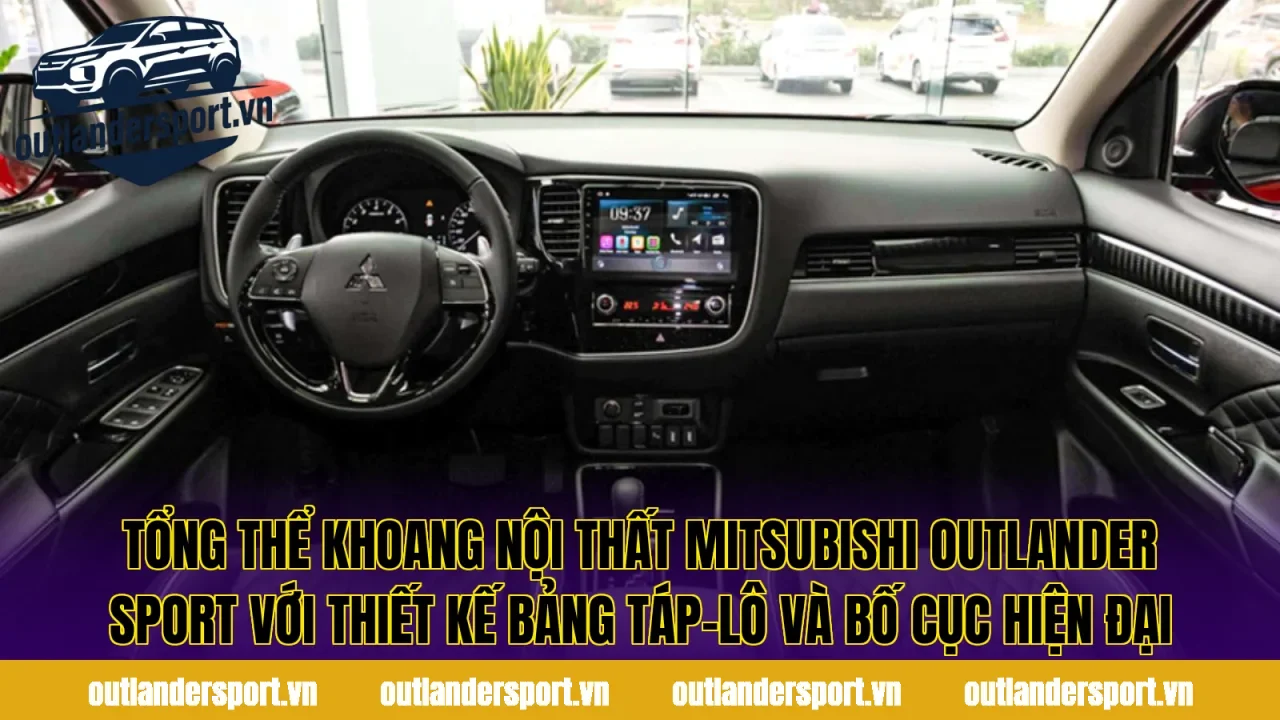 Tổng thể khoang nội thất Mitsubishi Outlander Sport với thiết kế bảng táp-lô và bố cục hiện đại